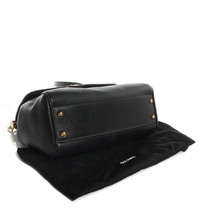 Dolce & Gabbana Grained Deerskin Medium Miss Sicily Satchel Black 4 of 10