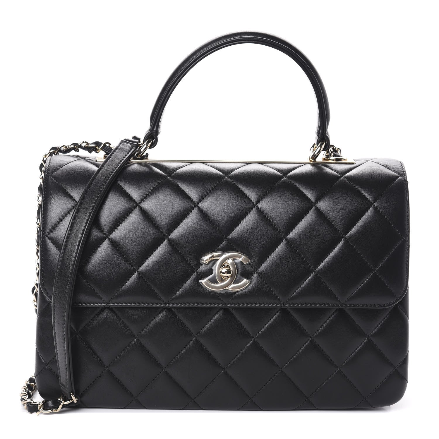 Chanel Lambskin Quilted Medium Trendy CC Flap Dual Handle Bag Black 1 of 10