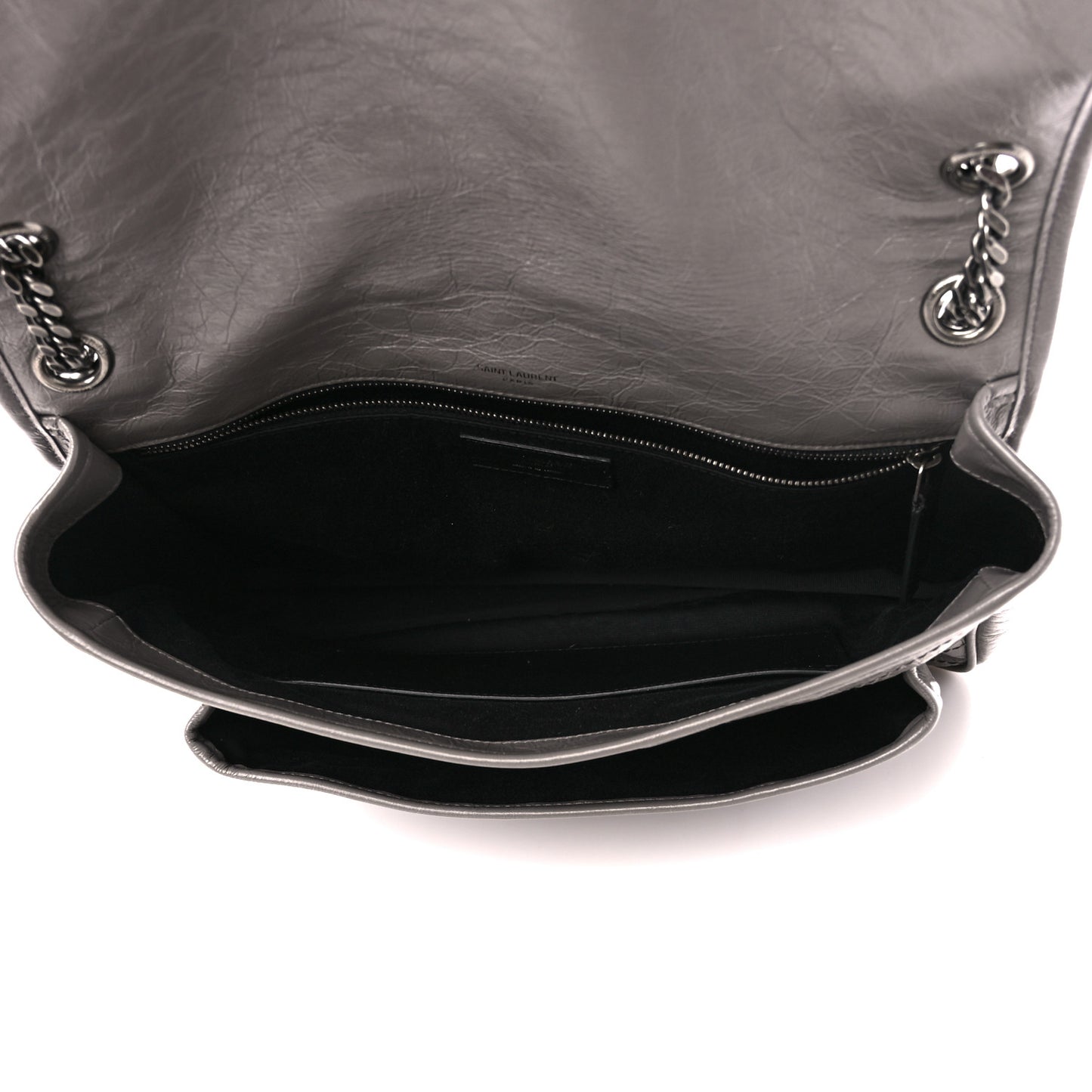 Crinkled Calfskin Matelasse Monogram Large Niki Chain Satchel Storm