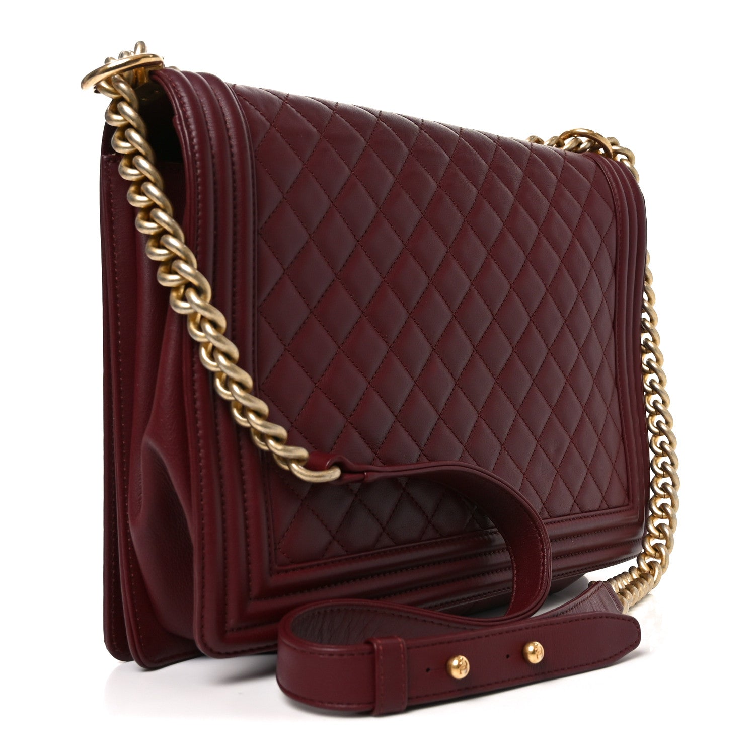 Chanel Lambskin Quilted Large Boy Flap Dark Red 3 of 10