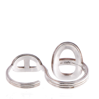 Hermes Sterling Silver Double Chaine d'Ancre 24 TGM Ring 53 6.25 3 of 6