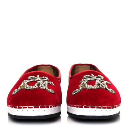 Gucci Velluto Marmara Pearl Embellished Mens Loafers 8 Red 2 of 9