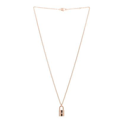 Hermes 18K Rose Gold Diamond Amulettes Cadenas Pendant Necklace 3 of 5