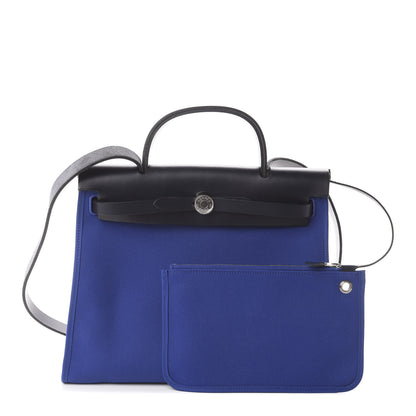 Hermes Toile Vache Hunter Herbag Zip 31 PM Bleu Electrique Bleu Indigo 1 of 7