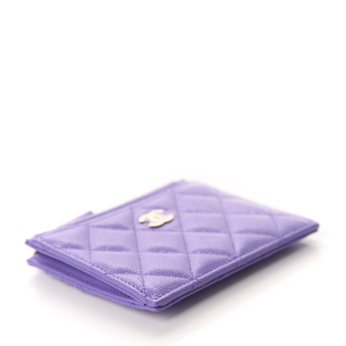 Caviar Quilted CC Zip Card Holder Purple
