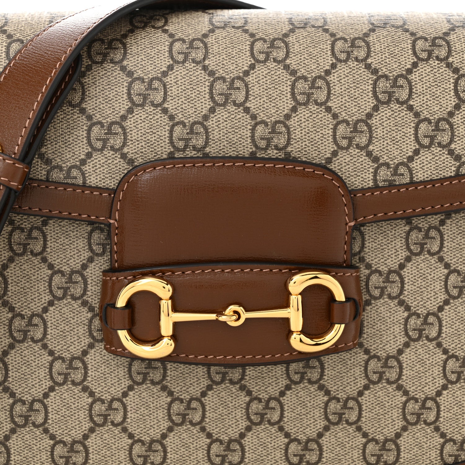 Gucci GG Supreme Monogram Horsebit 1955 Shoulder Bag Beige Brown Sugar 8 of 10