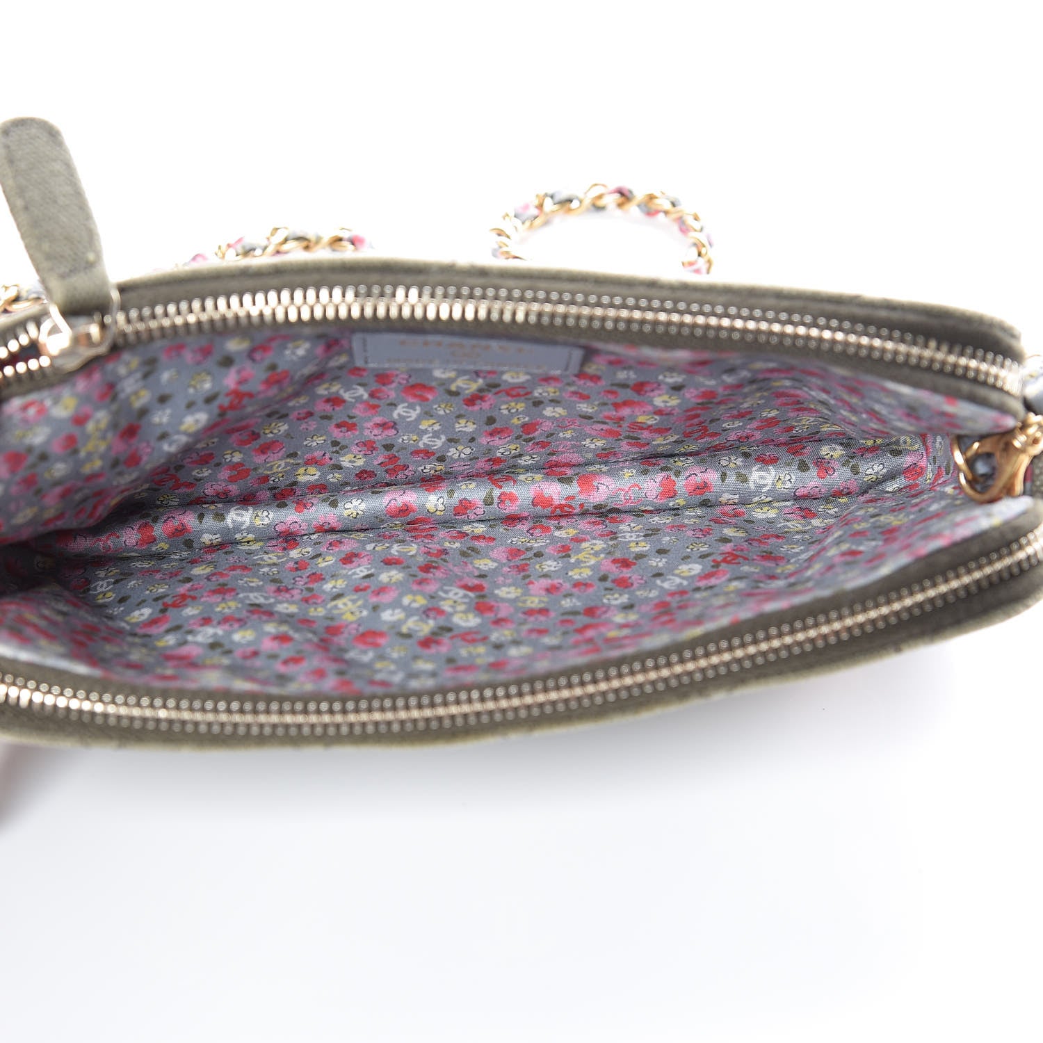 Chanel Canvas Quilted Coco Cuba Small Clutch With Chain Khaki 5 of 12