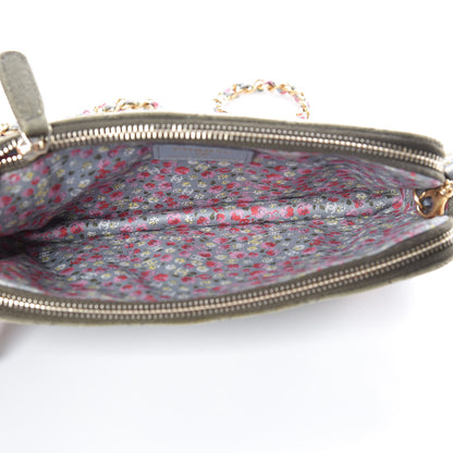 Chanel Canvas Quilted Coco Cuba Small Clutch With Chain Khaki 5 of 12