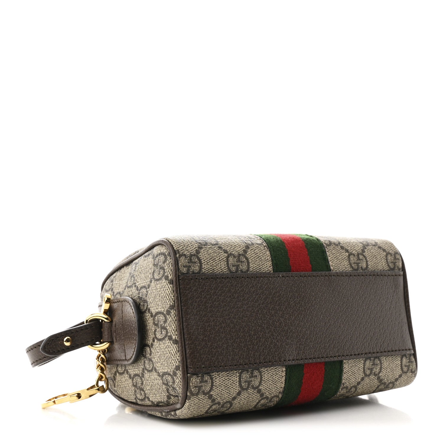 Gucci GG Supreme Monogram Textured Dollar Calfskin Web Super Mini Ophidia Top Handle Bowler Bag Beige Ebony New Acero 3 of 9
