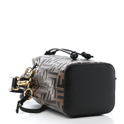 Fendi Vitello Liberty F is Fendi Bi-Color FF 1974 Embossed Mini Mon Tresor Bucket Bag Maya Black 3 of 5