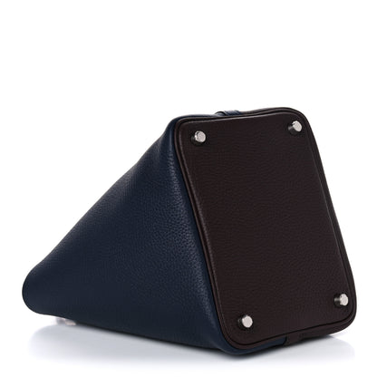 Hermes Taurillon Clemence Casaque Picotin Lock 18 PM Bleu Nuit Rouge Sellier Framboise 4 of 10