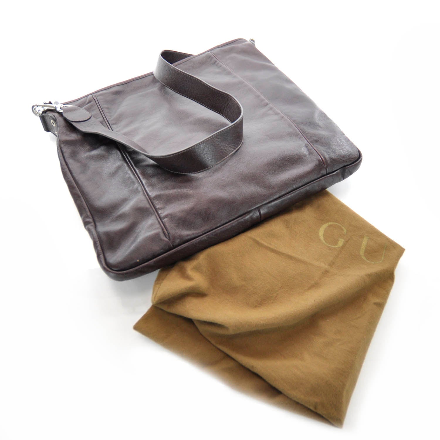 Gucci Leather Messenger Bag Brown Unisex 4 of 10