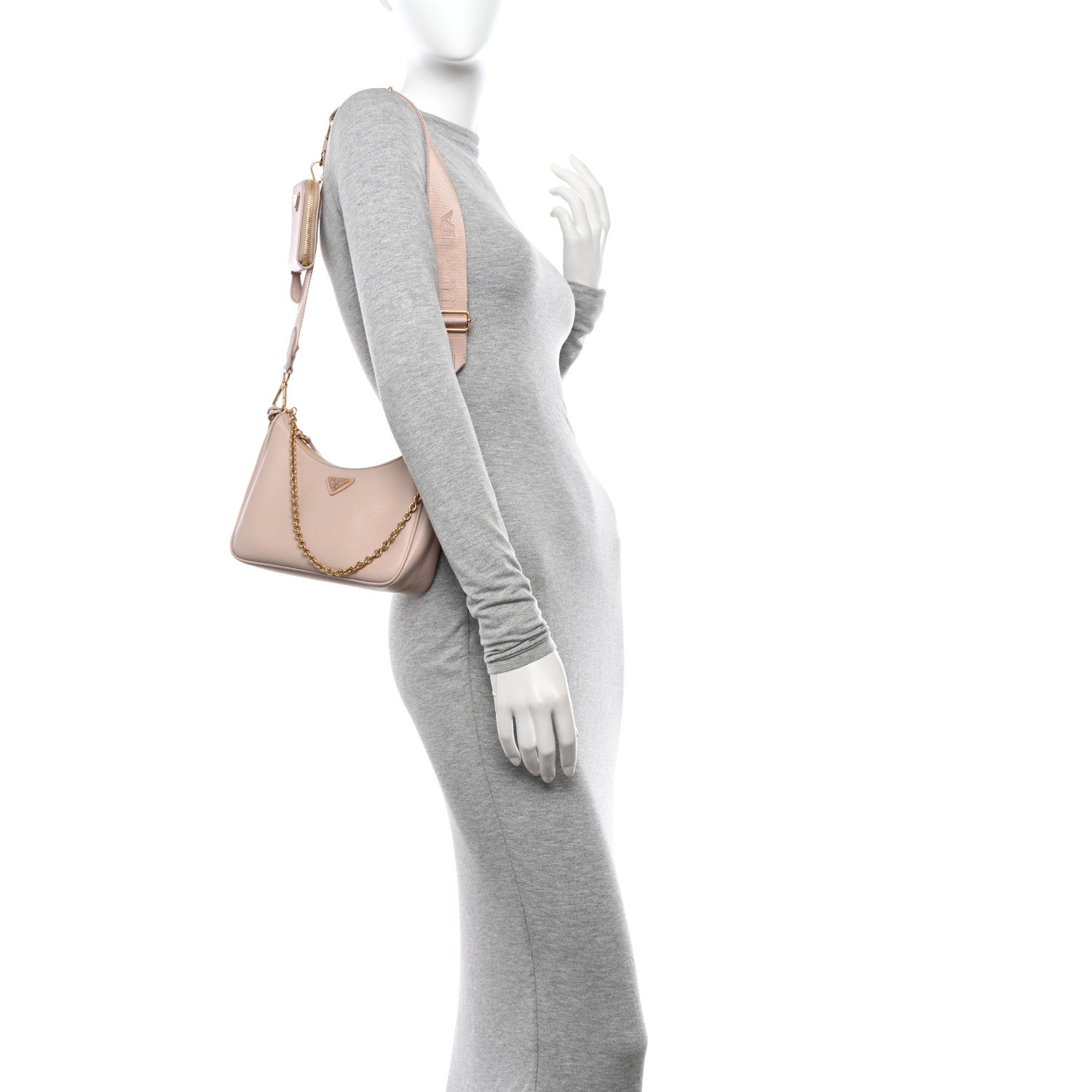 Prada Saffiano Re-Edition 2005 Shoulder Bag Cammeo Beige 2 of 12