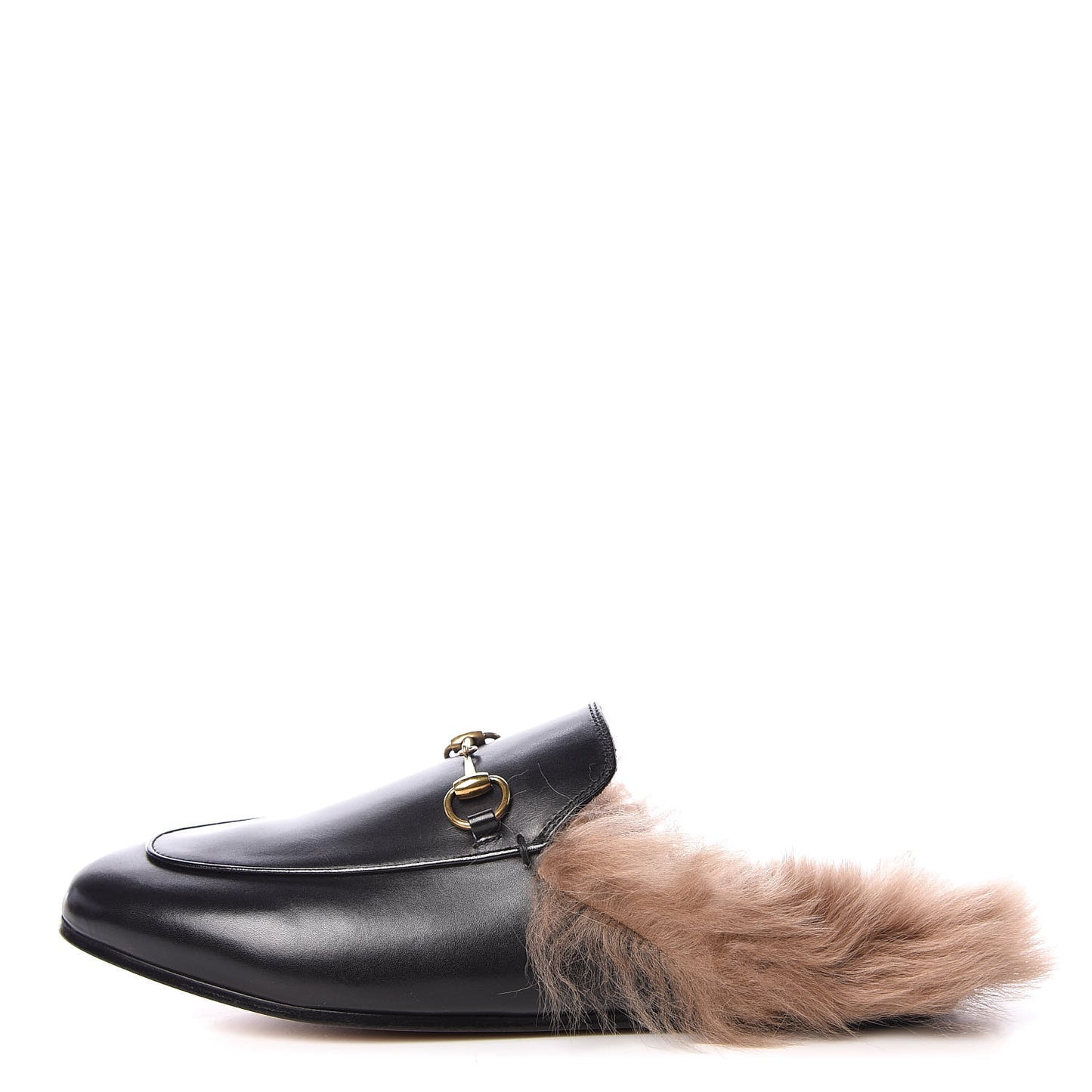 Calfskin Fur Womens Princetown Slippers 39 Black