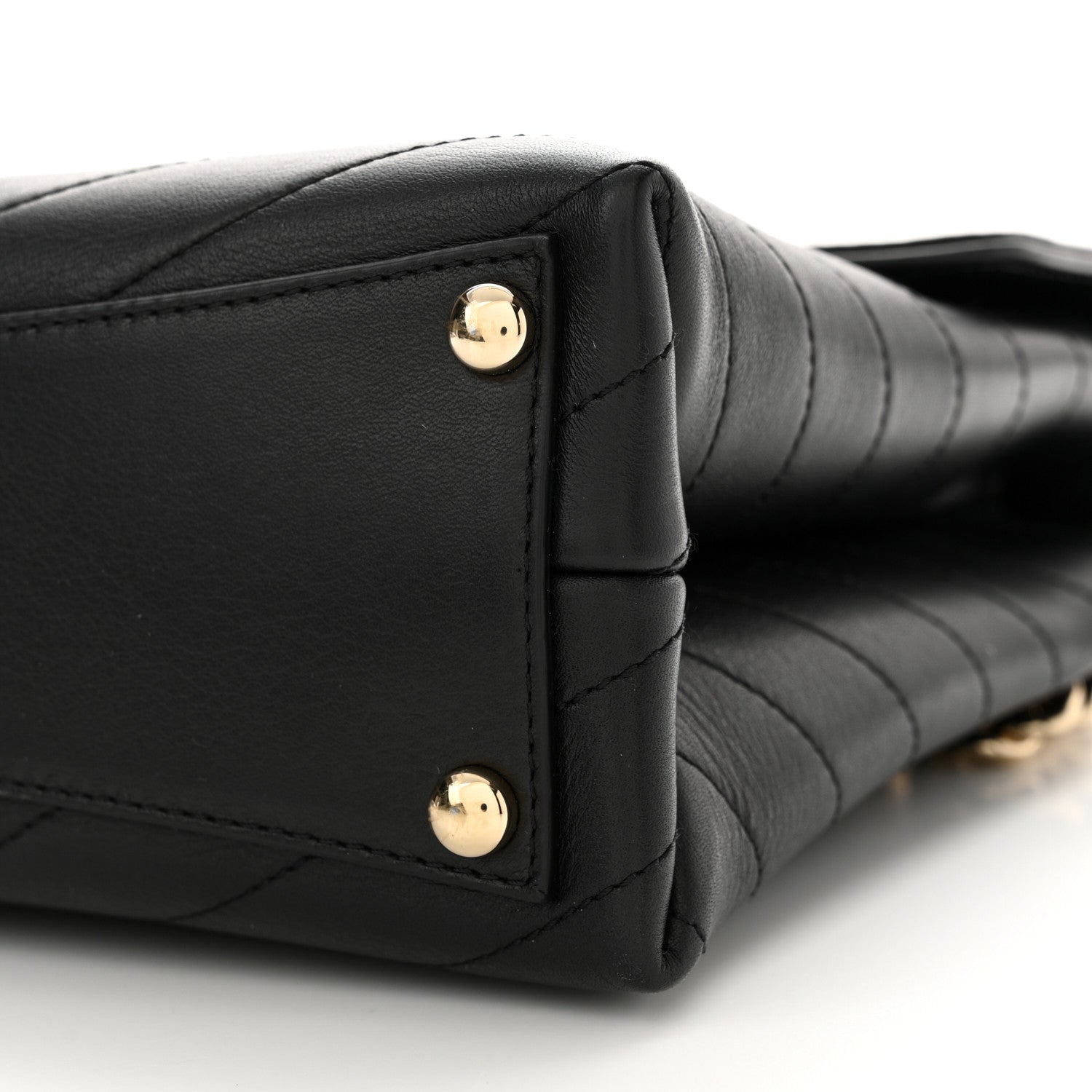 Chanel Calfskin Chevron Stitched Medium Coco Flap Bag Black 10 of 12