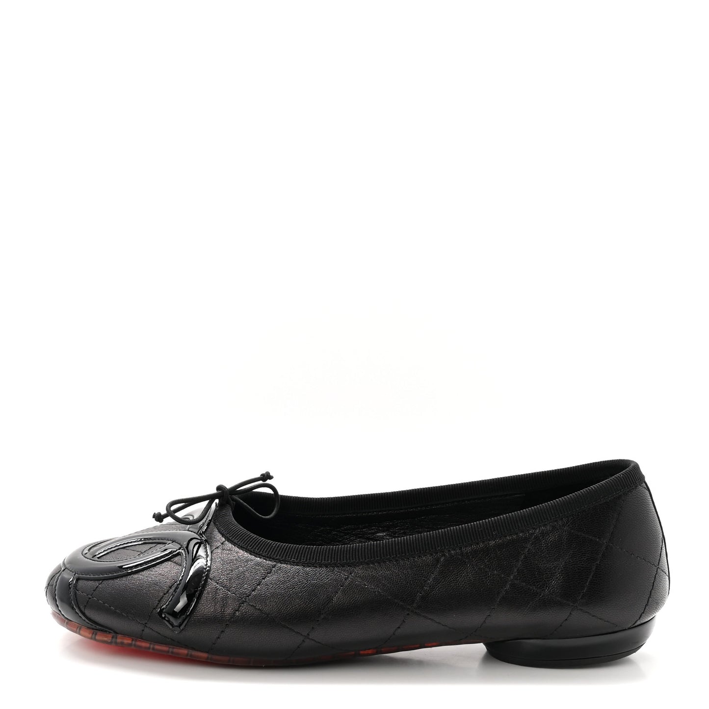 Lambskin Quilted Cambon Ballerina Flats 36 Black