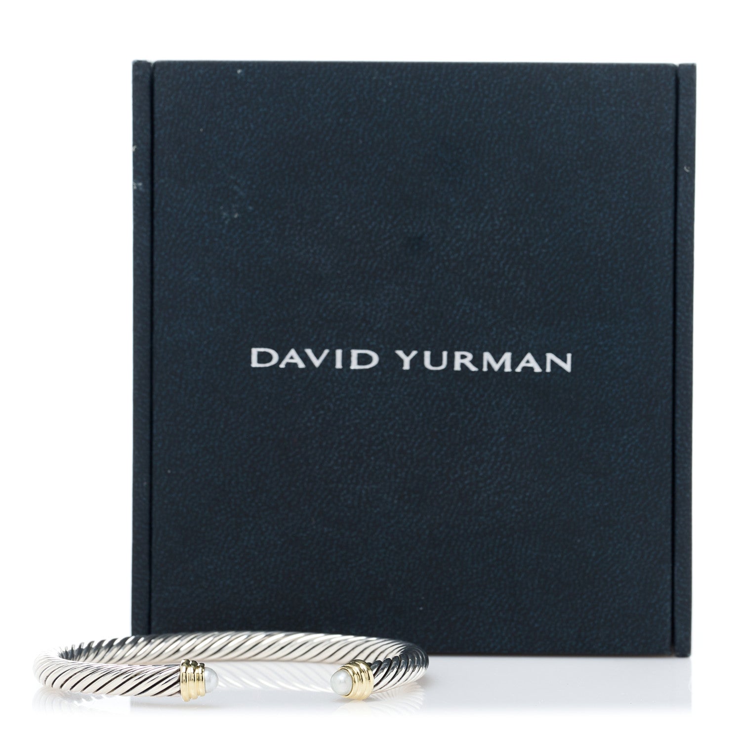 David Yurman Sterling Silver 14K Yellow Gold Pearl 5mm Cable Classics Petite Color Bracelet 4 of 4
