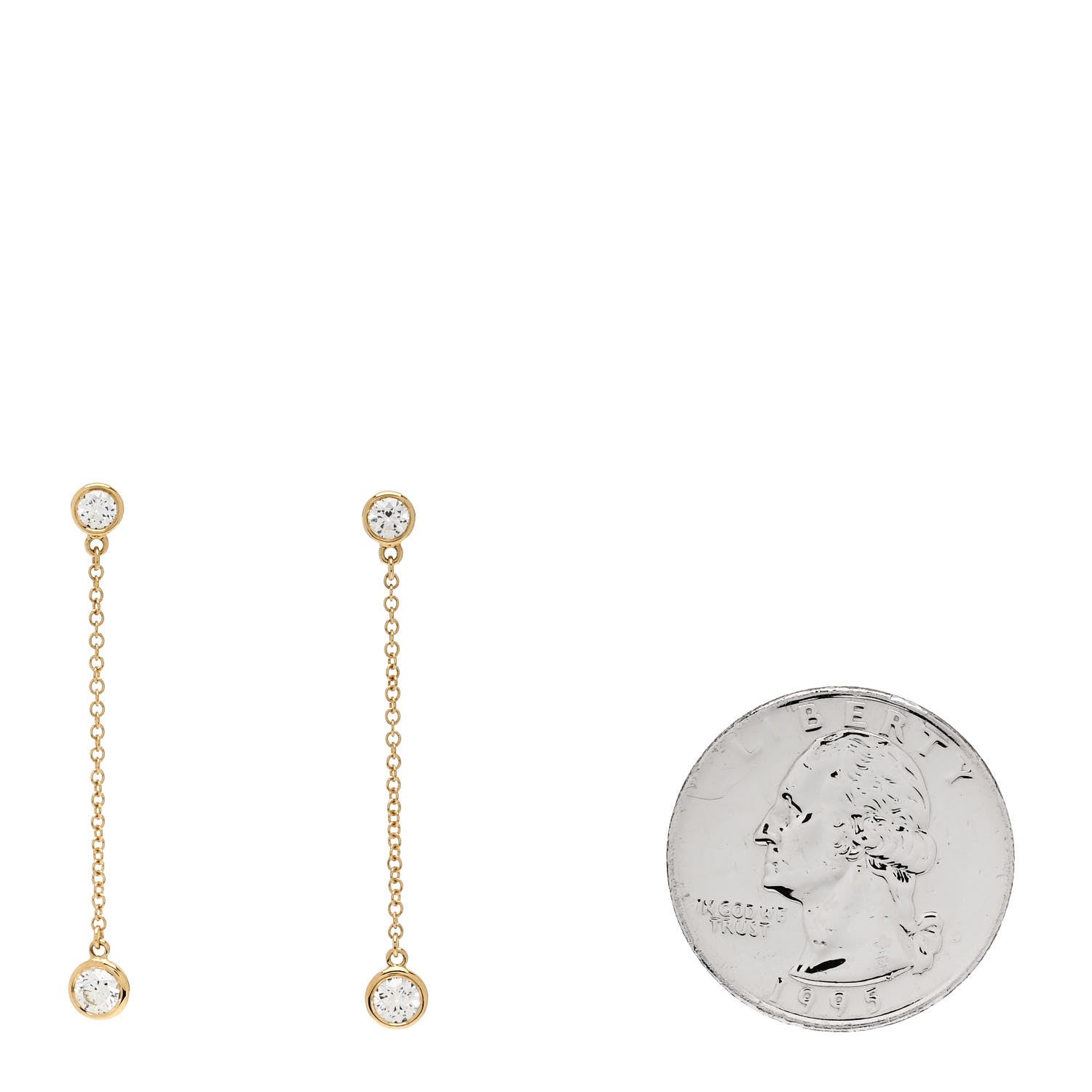 Tiffany 18K Yellow Gold Diamond .39ctw Elsa Peretti Diamonds by the Yard Drop Earrings 2 of 6