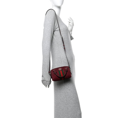 Gucci GG Supreme Monogram Textured Dollar Calfskin Web Super Mini Ophidia Top Handle Bowler Bag Rosso Ancora 3 of 19