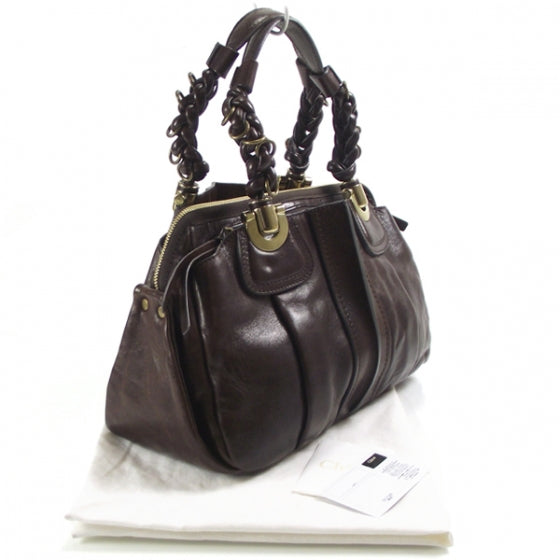 Chloe Leather Heloise Satchel Chocolate 3 of 12