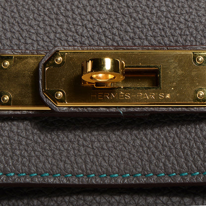 Hermes Togo Horseshoe Birkin 35 Etain Bleu Paon 14 of 26