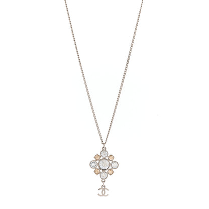 Chanel Crystal CC Drop Pendant Necklace Silver 1 of 5