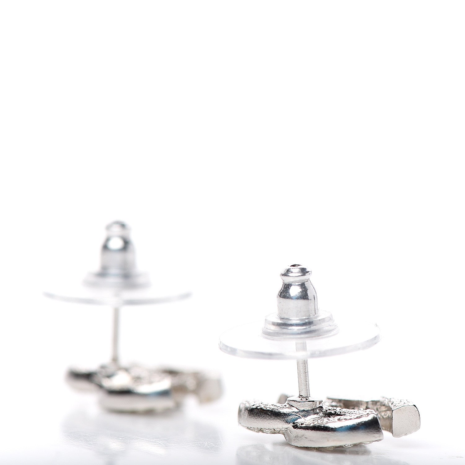 Chanel Crystal Timeless CC Earrings Silver 3 of 4