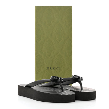 Gucci Rubber Chevron Womens GG Thong Sandals 38 38 Black 9 of 9