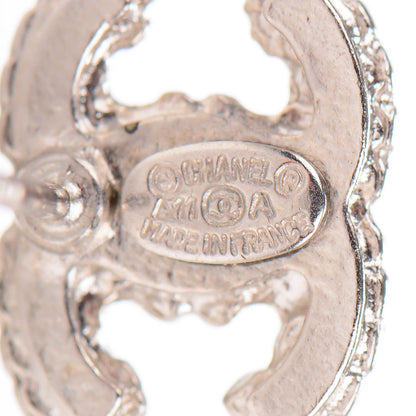 Chanel Crystal Timeless CC Earrings Silver 4 of 5