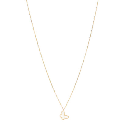Van Cleef & Arpels 18K Yellow Gold Mother of Pearl Sweet Alhambra Butterfly Pendant Necklace 1 of 8