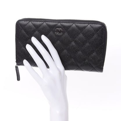 Chanel Caviar Quilted Large Gusset Zip Around Wallet Black 2 of 9