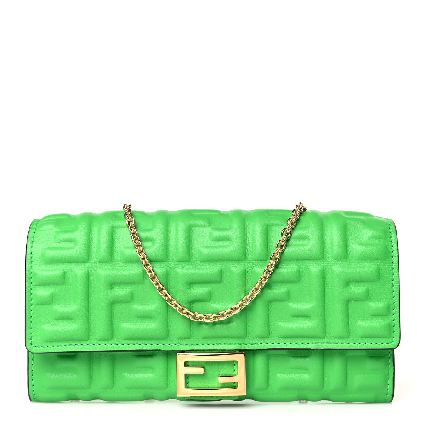 Nappa Matisse FF Embossed Continental Wallet On Chain Tomatillo