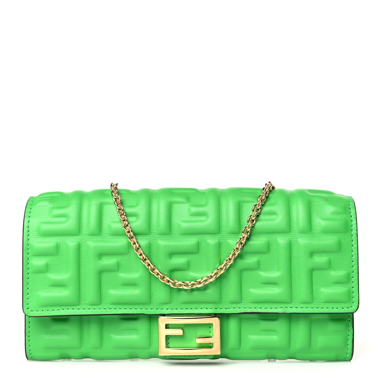 Fendi Nappa Matisse FF Embossed Continental Wallet On Chain Tomatillo 1 of 7