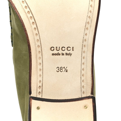 Gucci Nubuck Womens Horsebit Loafers 38.5 Herbs Light Green 8 of 9