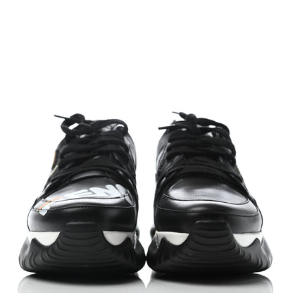 Fendi X FILA Vitello Mania Painted Womens Chunky Sneakers 35 Black Zucca Ice White 2 of 4