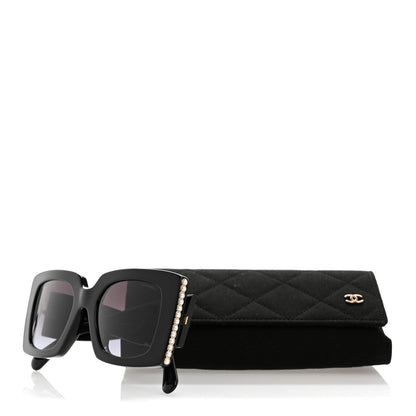 Chanel Acetate Pearl Rectangle Sunglasses 5480-H-A Black 8 of 8