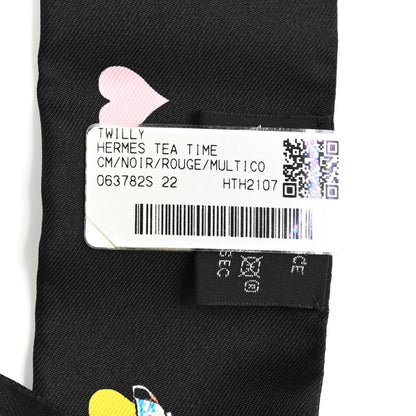 Hermes Silk Tea Time Twilly Black Rouge Multicolor 4 of 4