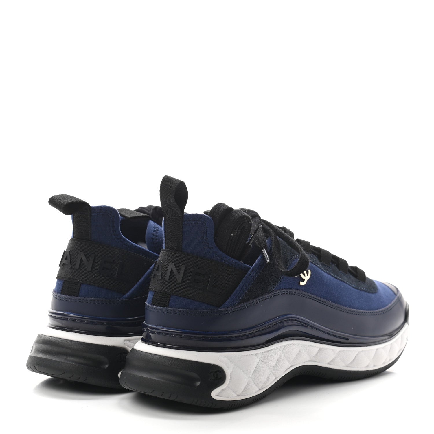 Chanel Suede Calfskin Mixed Fibers CC Sneakers 40 Navy 4 of 8
