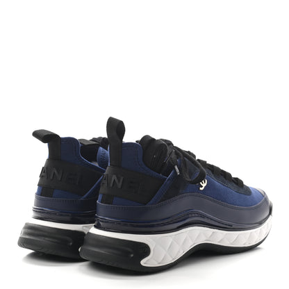 Chanel Suede Calfskin Mixed Fibers CC Sneakers 40 Navy 4 of 8