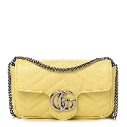 Gucci Calfskin Matelasse Super Mini GG Marmont Shoulder Bag Banana 1 of 11