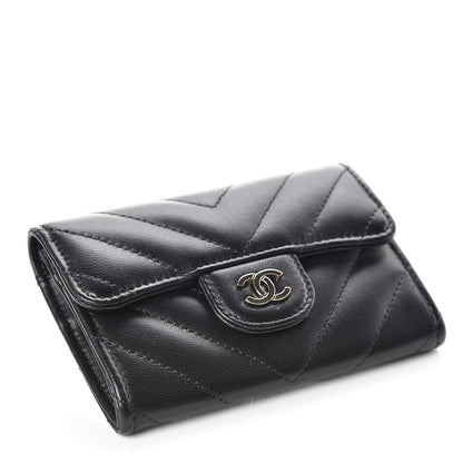 Chanel Lambskin Chevron Quilted Flap Card Holder Black 4 of 12