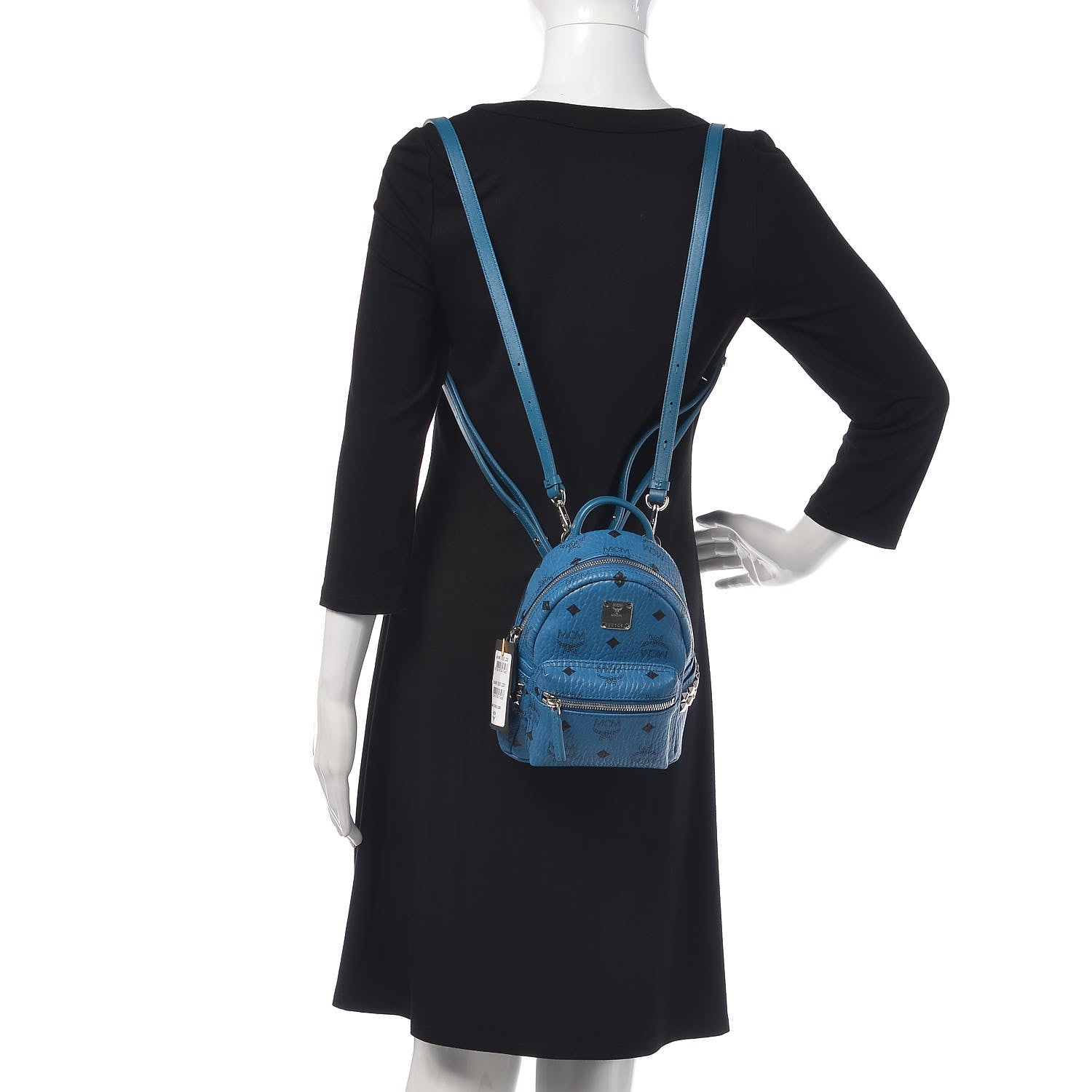 MCM Visetos Side Stud X-Mini Stark Bebe Boo Backpack Munich Blue 2 of 8