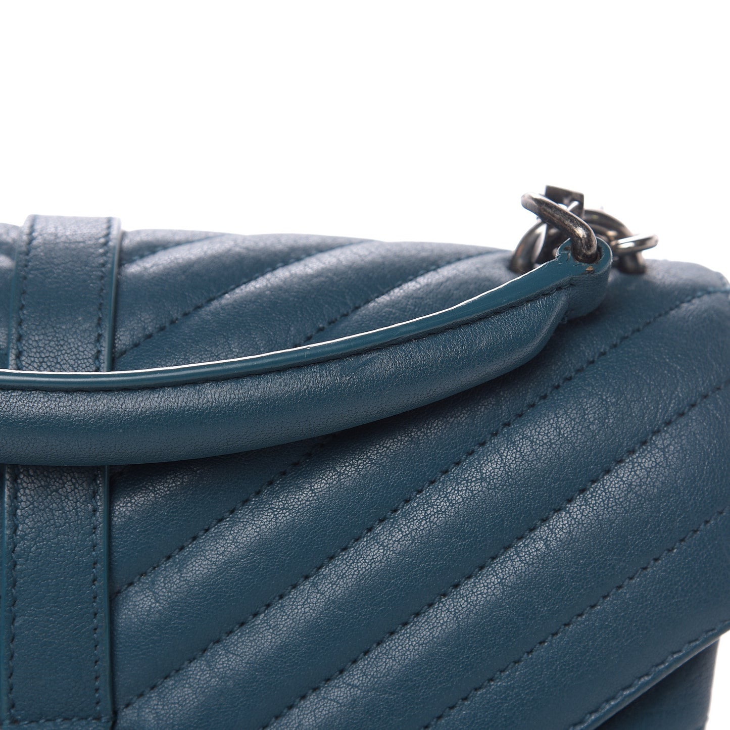 Sheepskin Matelasse Monogram Medium College Bag Peacock Green