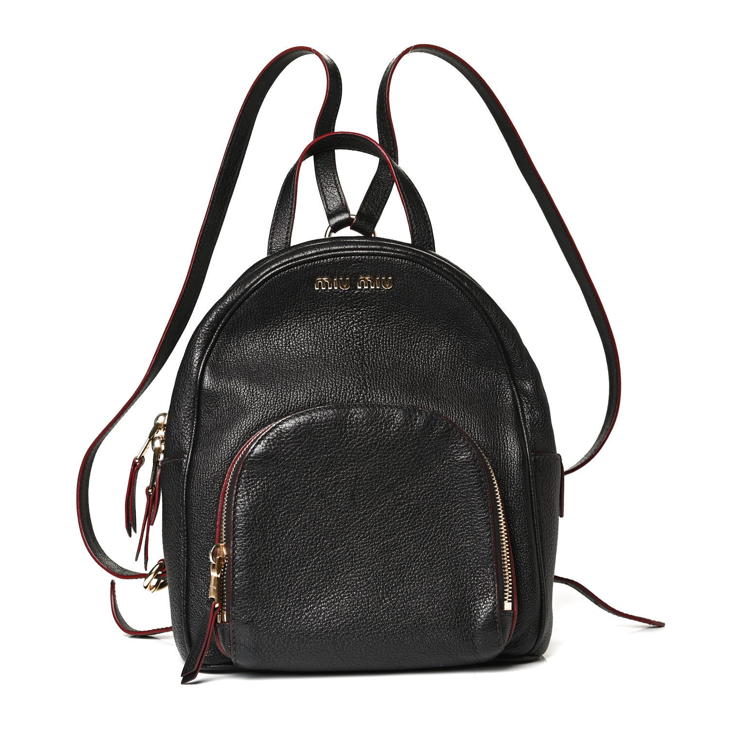 Miu Miu Goatskin Madras Backpack Black 1 of 24