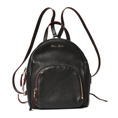 Miu Miu Goatskin Madras Backpack Black 1 of 24