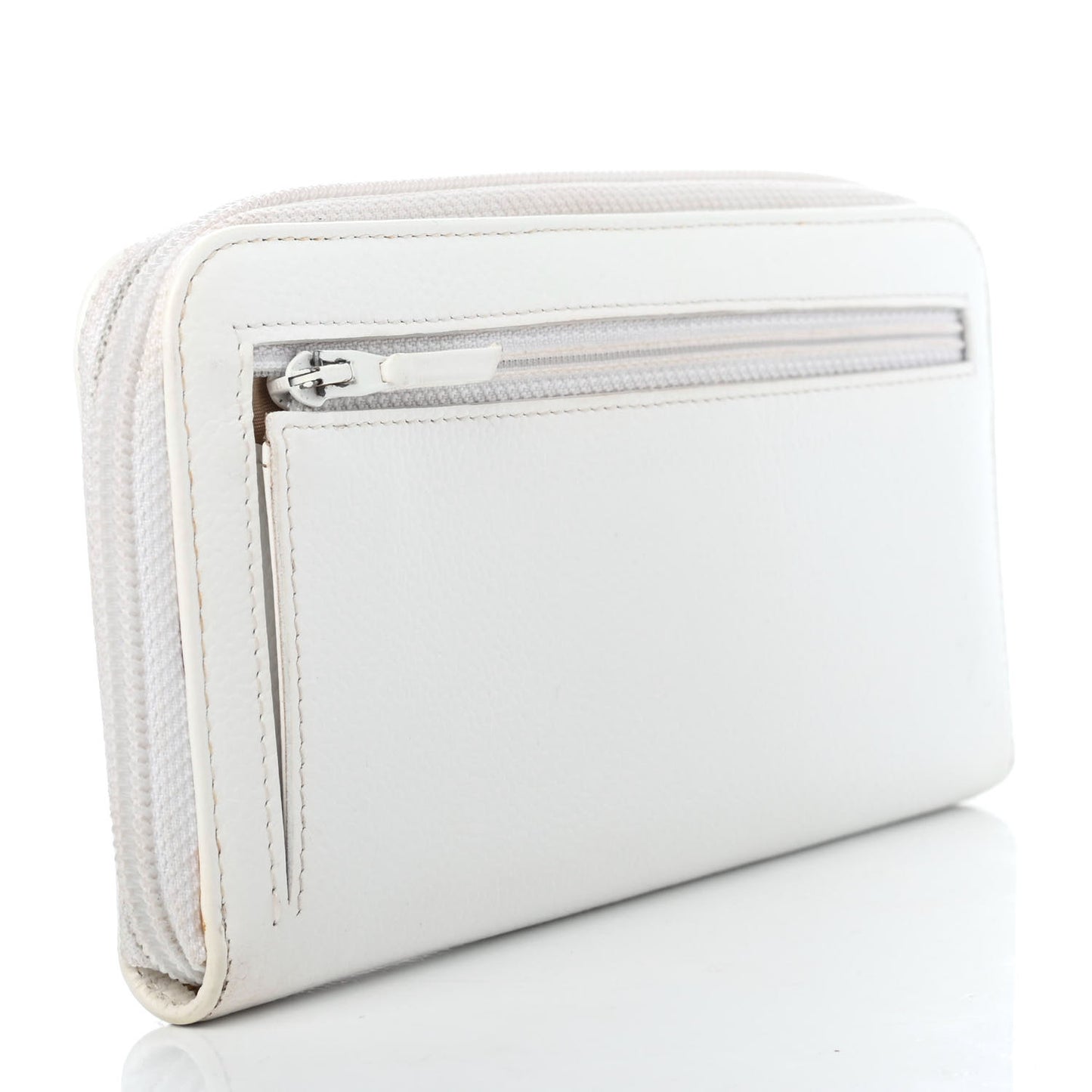 Caviar Timeless CC Large Gusset Zip Around Wallet White