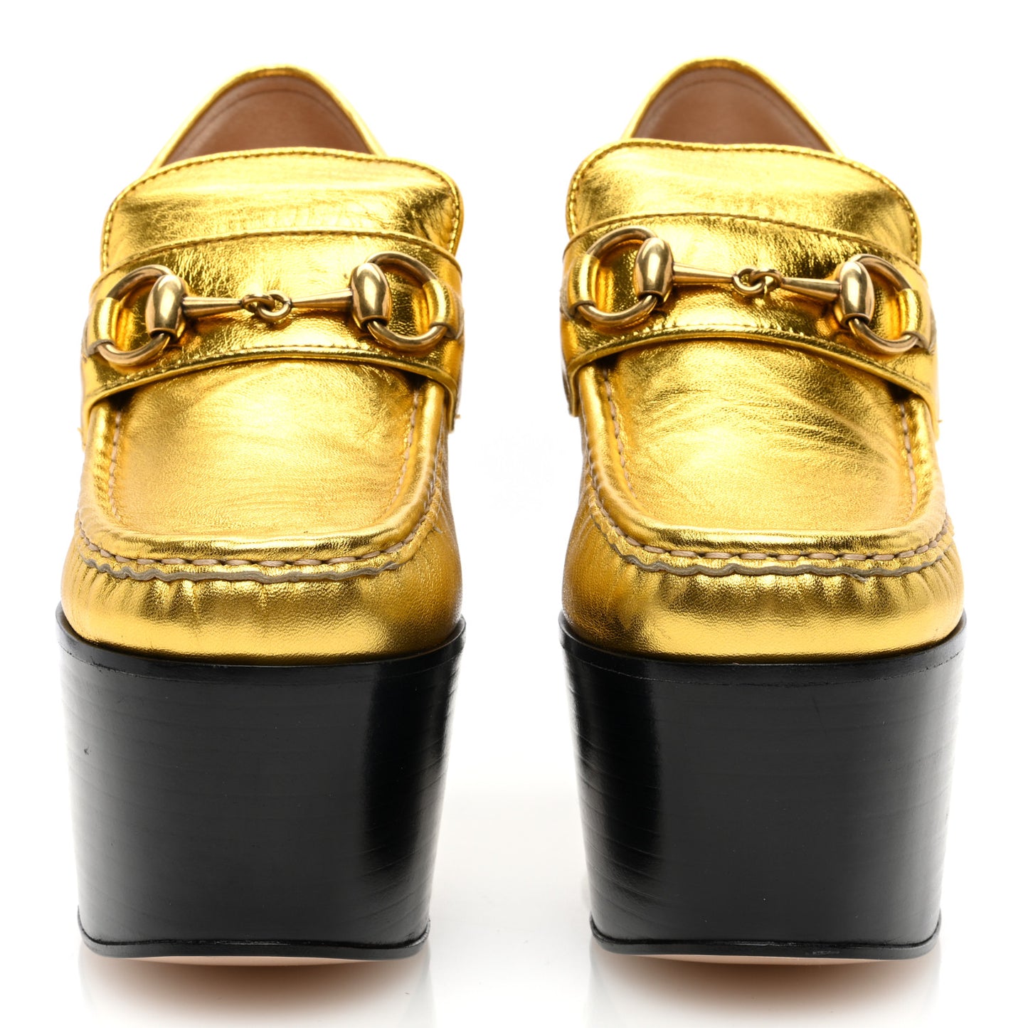 Malaga Kid Pearl Studded Vegas Platform Loafers 35 Black Gold