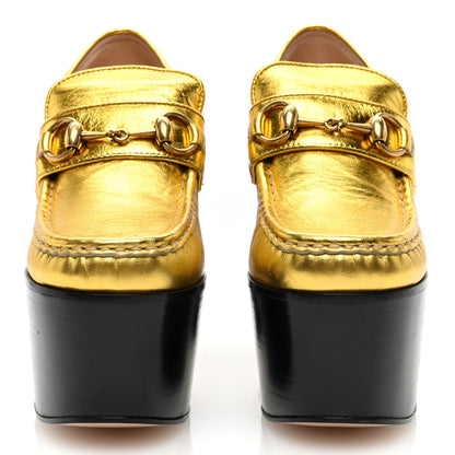 Gucci Malaga Kid Pearl Studded Vegas Platform Loafers 35 Black Gold 3 of 7