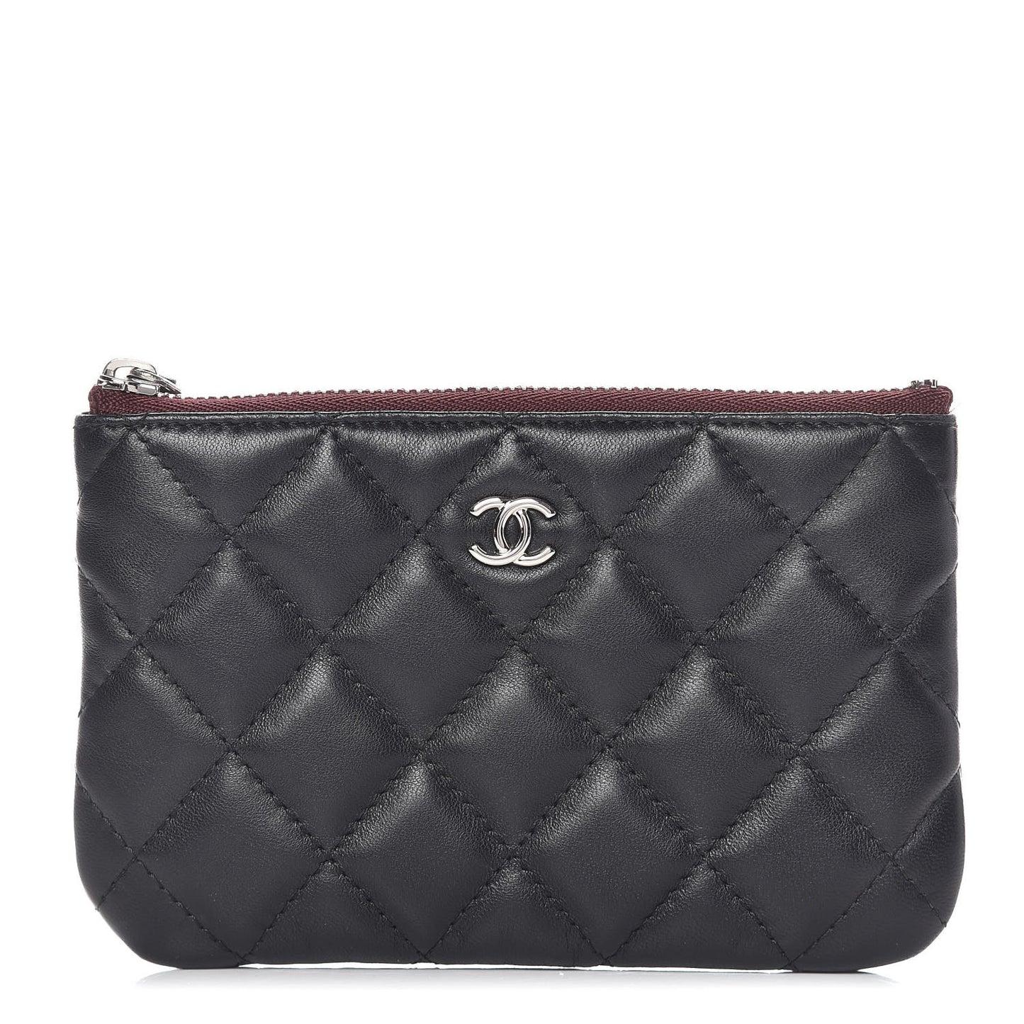 Lambskin Quilted Small Cosmetic Case Black