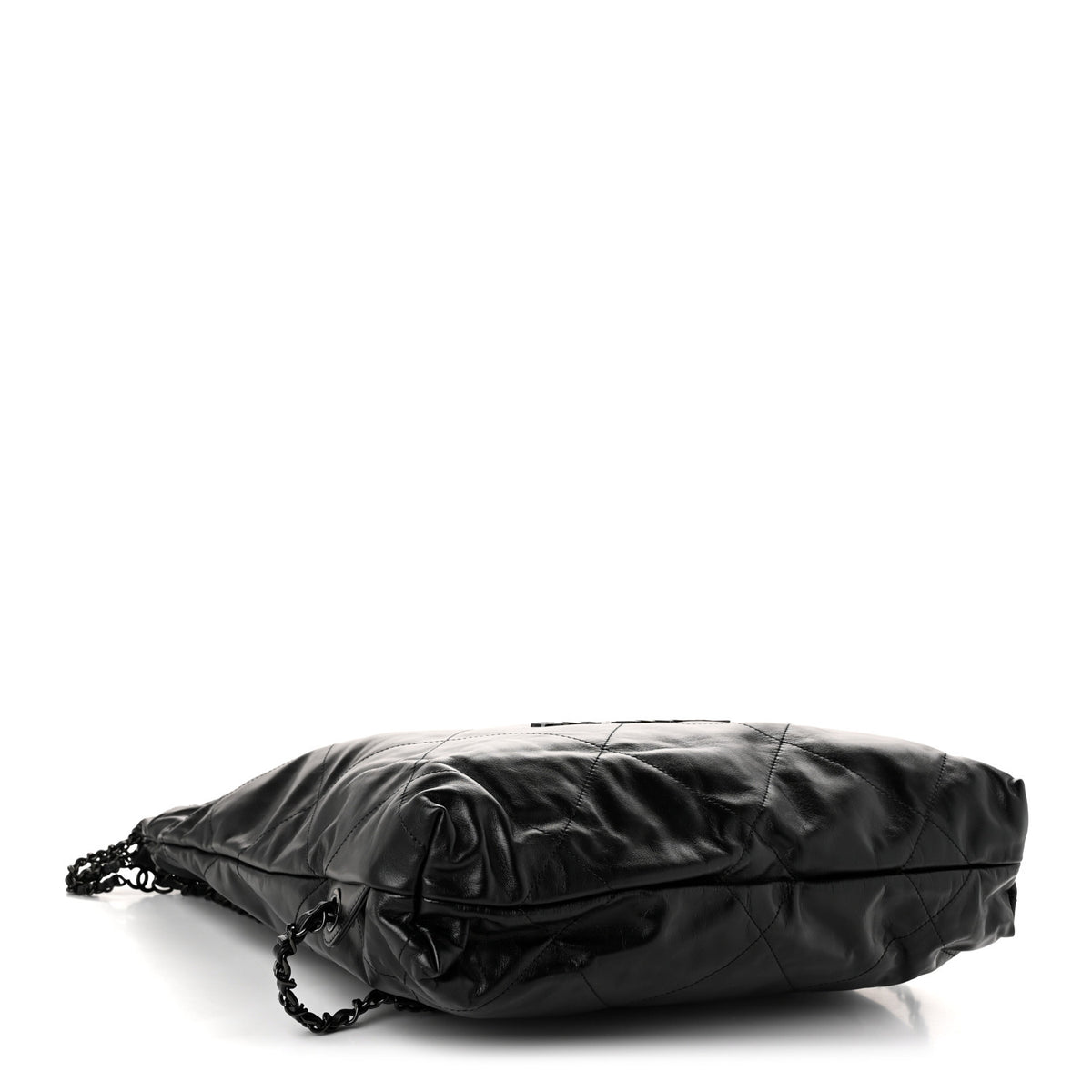 Shiny Calfskin Quilted Chanel 22 Backpack So Black